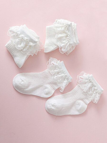 Baltos kojinės su nėriniais, 0-8 m. - Image 4