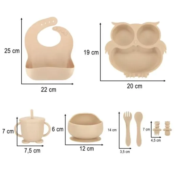 Silikoninis maitinimo priemonių rinkinys, Owl