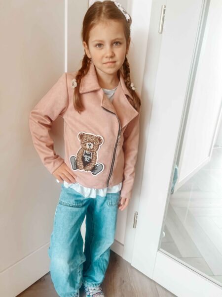 Stilingas pavasarinis Teddy švarkelis mergaitei, 99-164 cm.