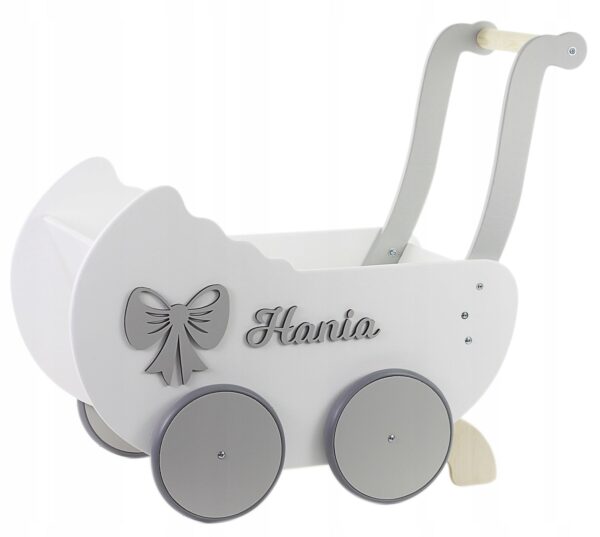 Medinis lėlių vežimėlis, personalizuotas