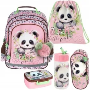 Mokyklinė kuprinė su priedais Panda, 1-3 kl