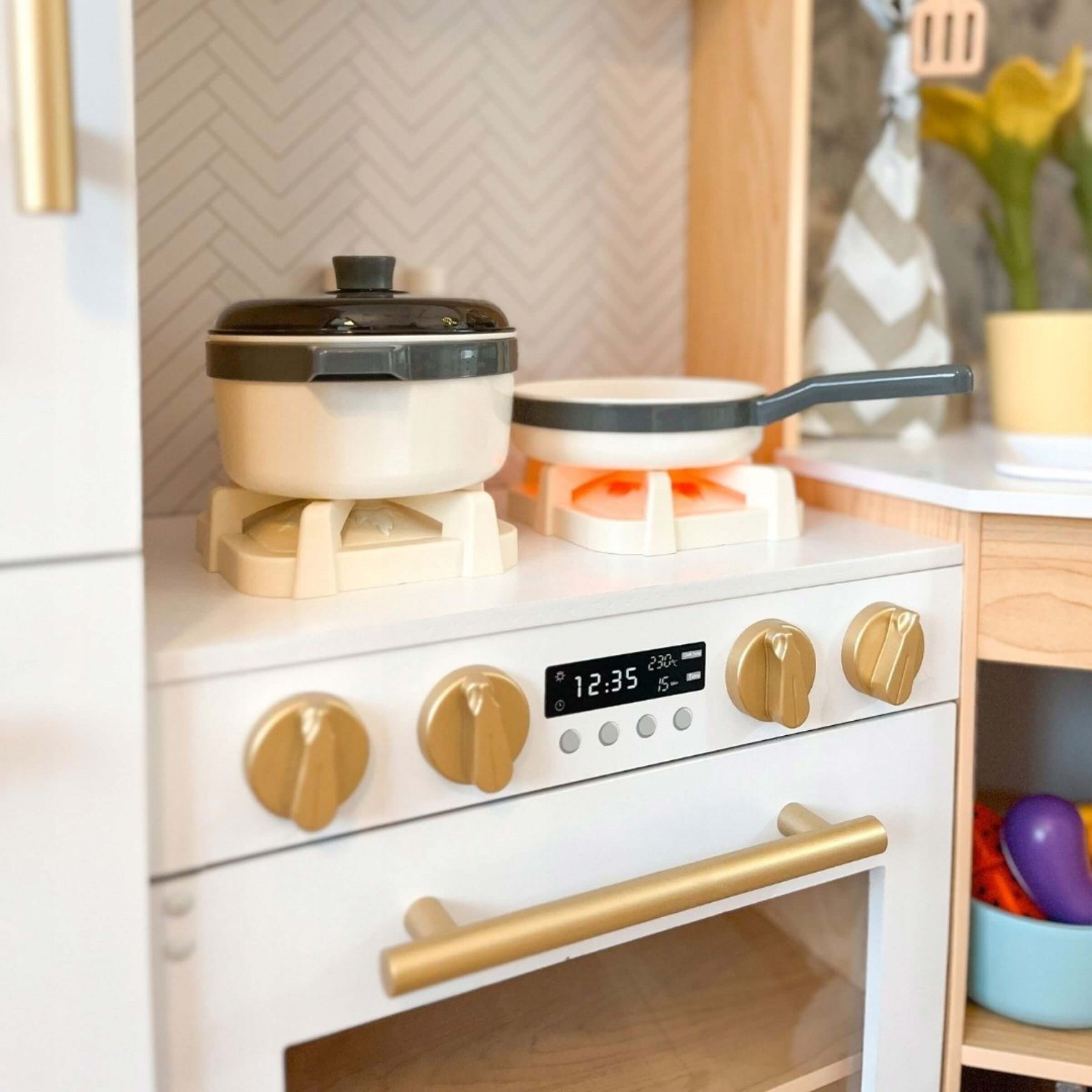 Didelė medinė interaktyvi virtuvėlė, +50 priedų 7 Didelė medinė interaktyvi virtuvėlė, +50 priedų