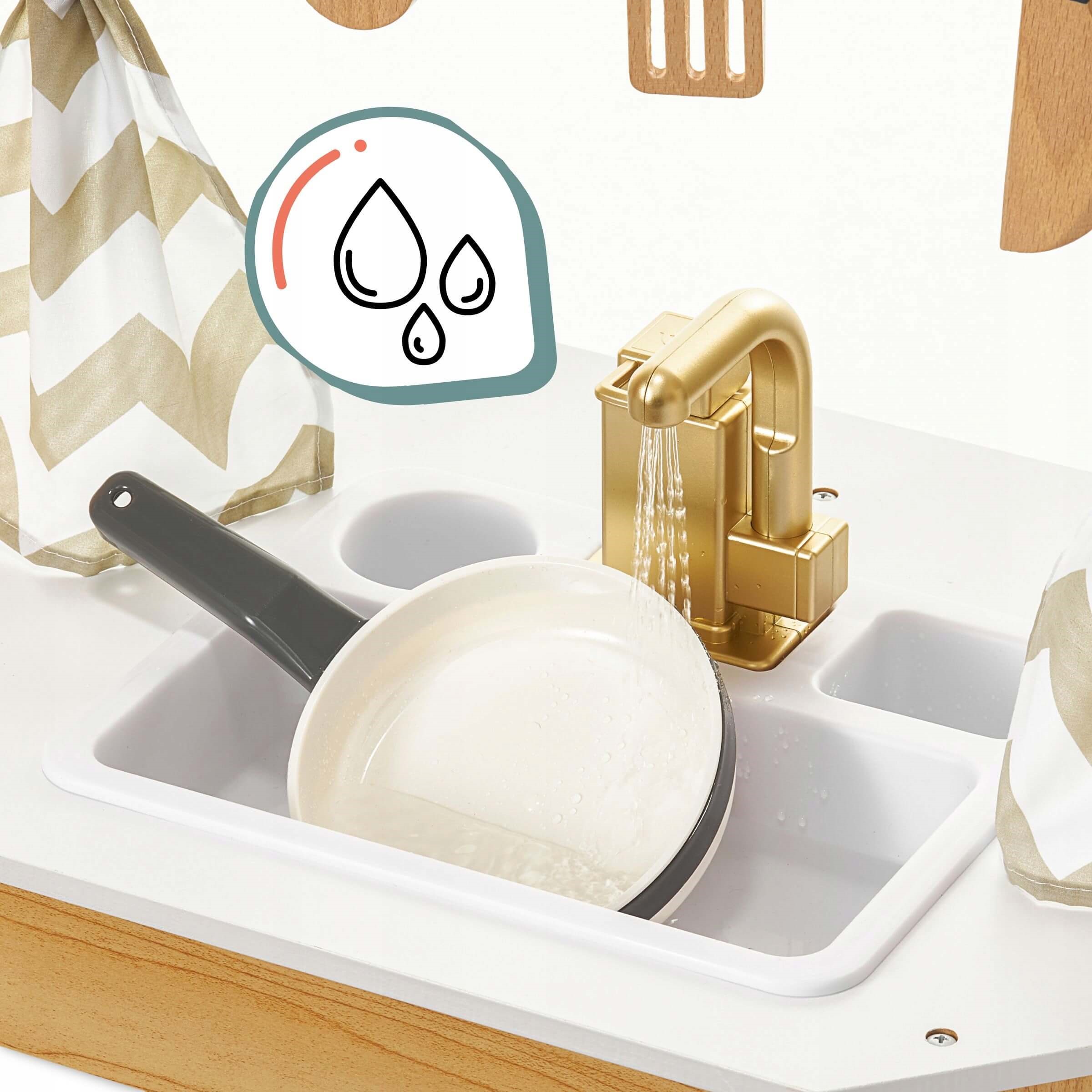 Didelė medinė interaktyvi virtuvėlė, +50 priedų 6 Didelė medinė interaktyvi virtuvėlė, +50 priedų