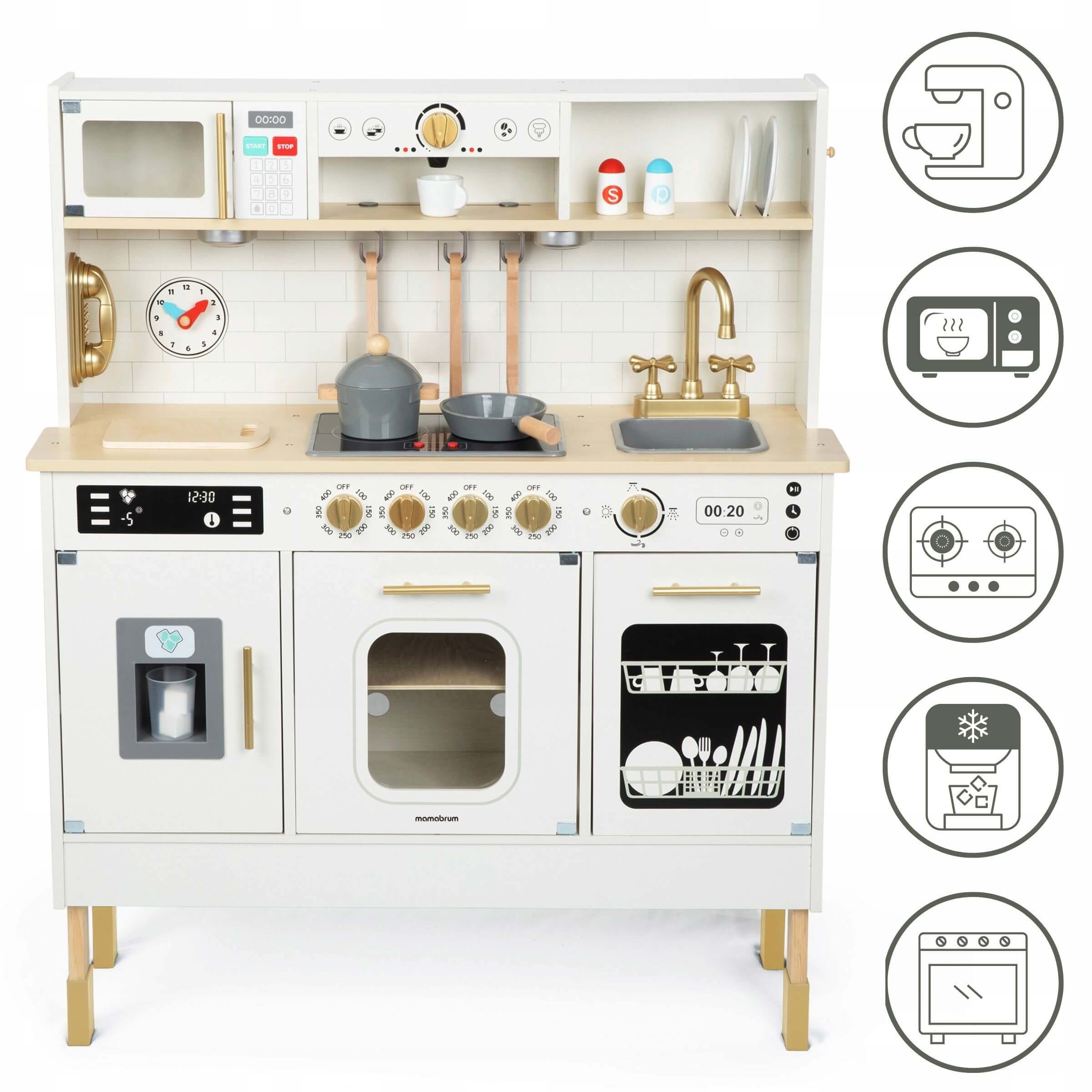 Didelė medinė virtuvėlė su šviesom ir garsais 2 Didelė medinė virtuvėlė su šviesom ir garsais