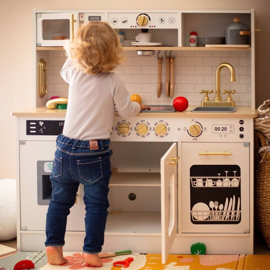 Didelė medinė virtuvėlė su šviesom ir garsais 6 Didelė medinė virtuvėlė su šviesom ir garsais