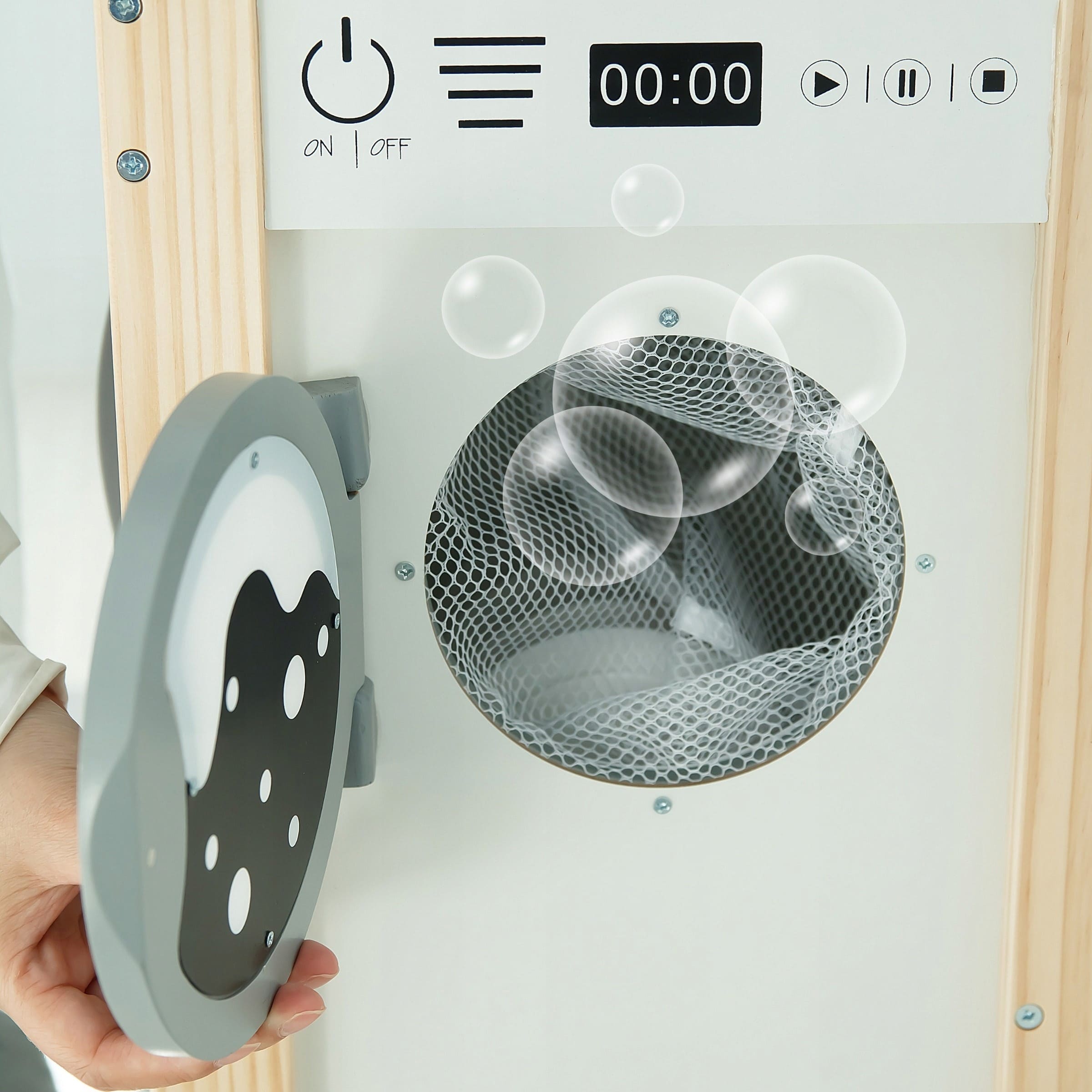 Medinė virtuvėlė su skalbimo mašina, indaplove 7 Medinė virtuvėlė su skalbimo mašina, indaplove