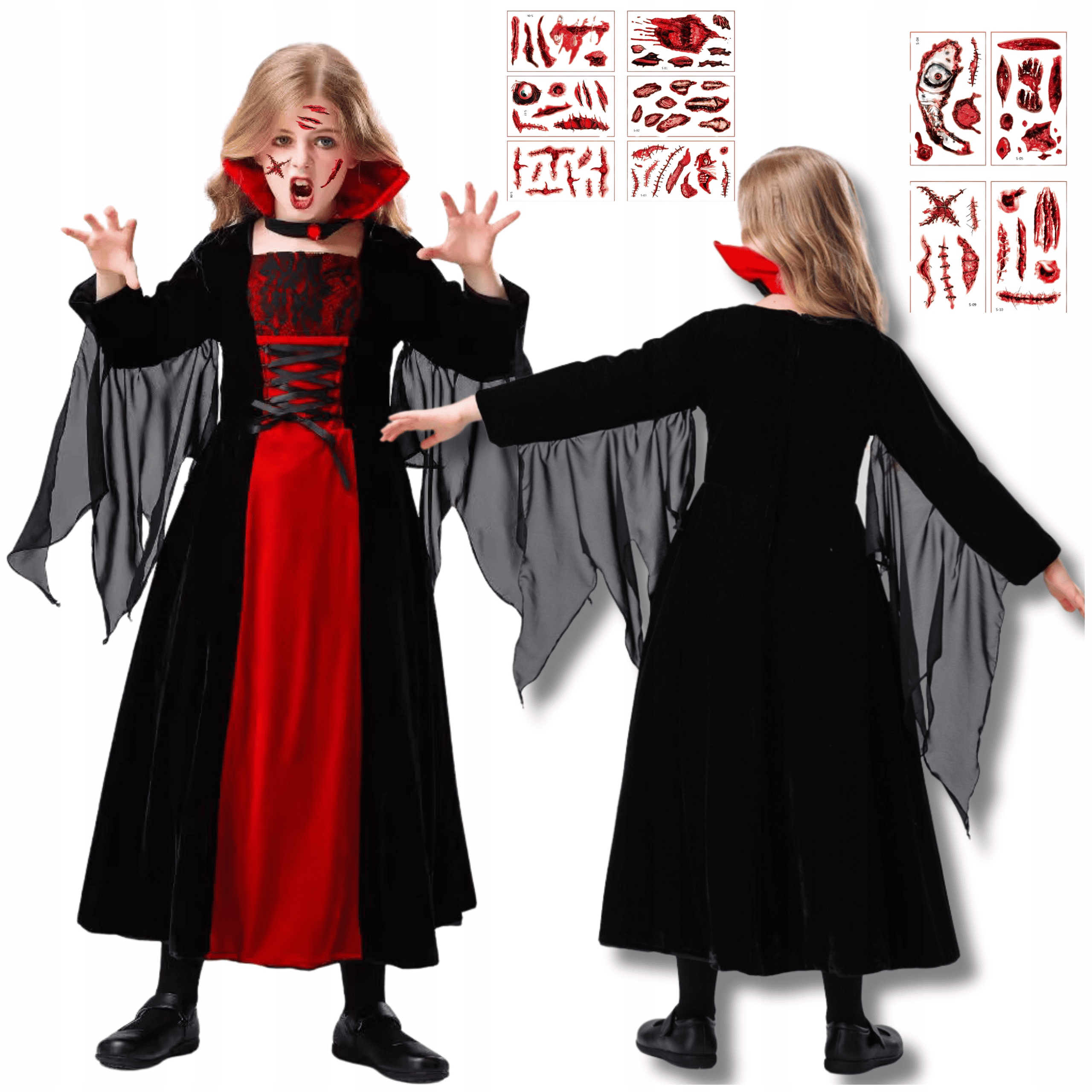 Vampyrės kostiumas mergaitei, 140-164 cm 1 Vampyrės kostiumas mergaitei, 140-158 cm