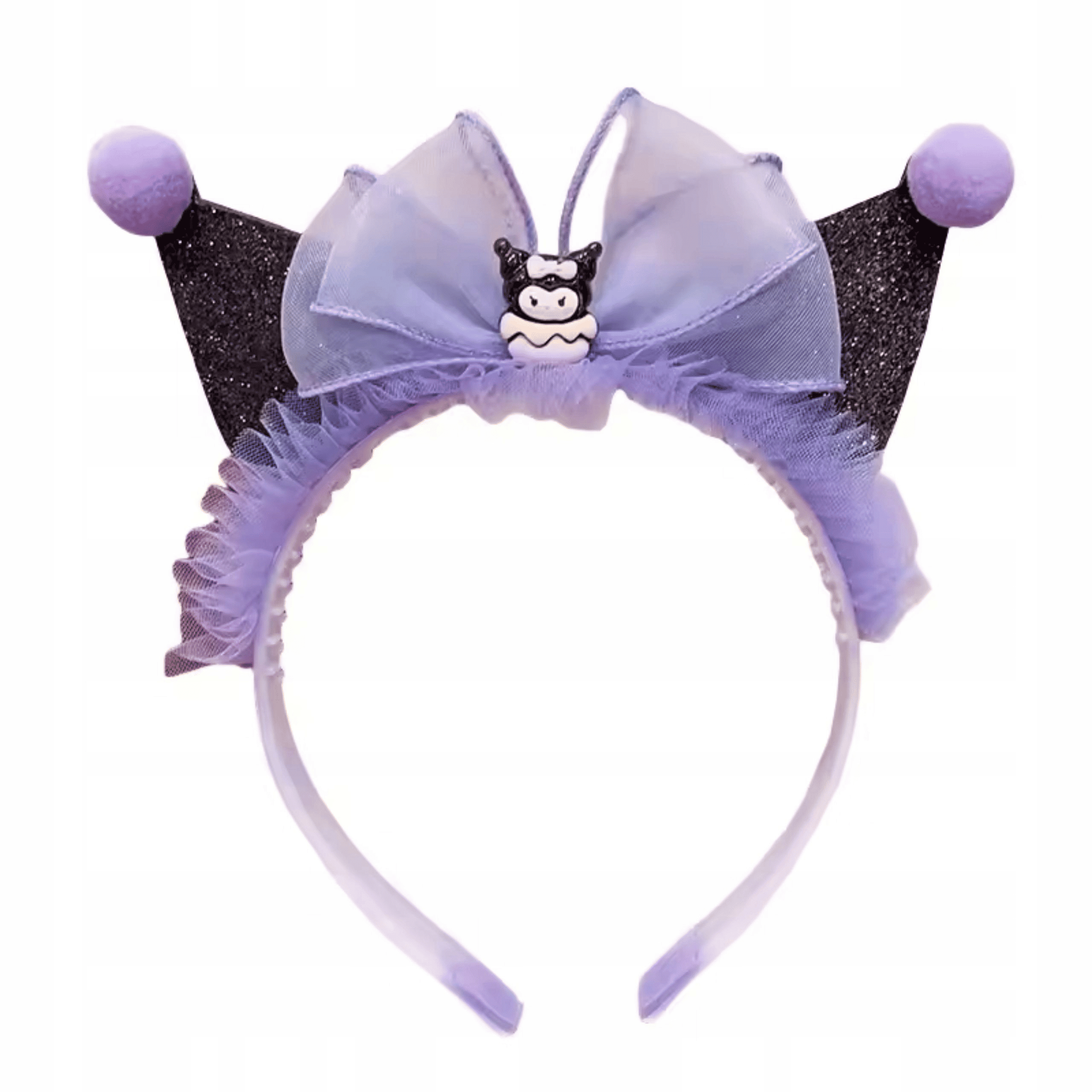 Kuromi kostiumas, 98-116 cm. 5 Kuromi kostiumas - tiulio sijonas, ausytės, kaklo papuošalas ir raktų pakabukas. Puikus pasirinkimas Helovinui, fotosesijoms ar teminiams vakarėliams.