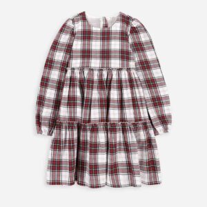 Kalėdinė languota suknelė mergaitei, 128-158 cm.