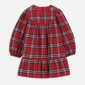 Kalėdinė languota suknelė mergaitei, 74-92 cm.