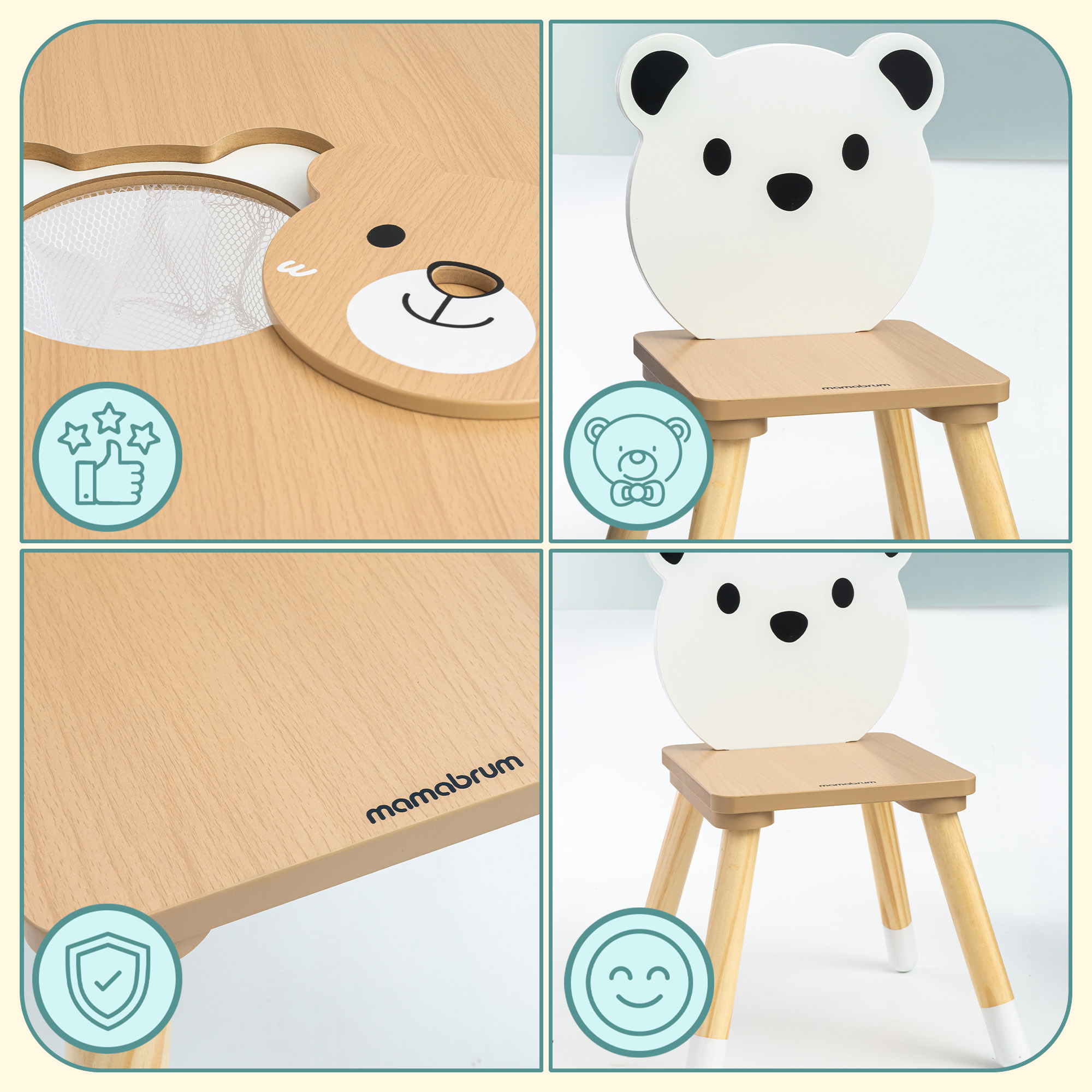 Vaikiškas stalas su 2 kėdėmis, Mielas Meškutis 7 Vaikiškas stalas su 2 kėdėmis, Mielas Meškutis