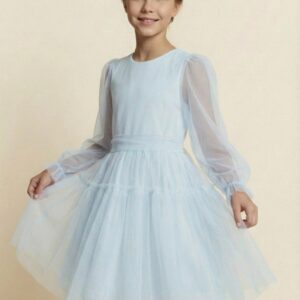 Žydro tiulio suknelė mergaitei, 128-158 cm.