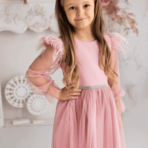 Proginė tiulio suknelė mergaitei, 92-128 cm.