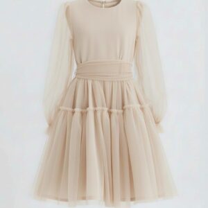 Smėlio spalvos tiulio suknelė mergaitei, 128-158 cm.