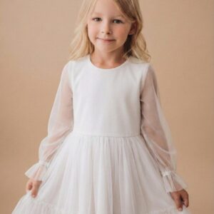 Tiulio suknelė mergaitei ilgomis rankovėmis, 104-134 cm.