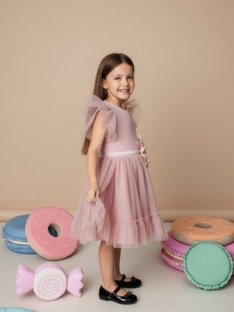 Tiulio suknelė mergaitei pelenų rožė, 128-158 cm. 4 Tiulio suknelė mergaitei pelenų rožė, 128-158 cm.