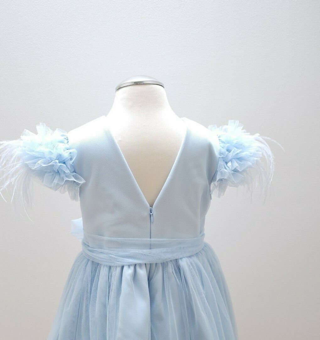 Tiulio suknelė mergaitei su plunksnomis, 98-134 cm. 6 Tiulio suknelė mergaitei su plunksnomis, 98-134 cm.